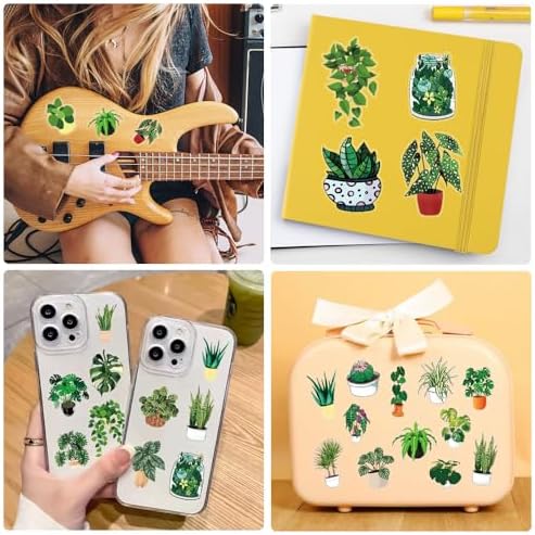 50pcs Plants Stickers Scrapbook, Self-Adhesive Waterproof Vinyl Sticker for Laptops, Aesthetic Decor Journal Stickers Planner Accessories for Luggage, Water Bottles