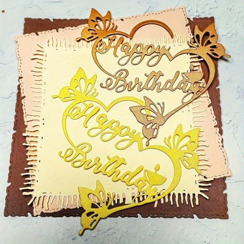 Lapoo Words Cutting Die for Scrapbooking - Durable, Cut Stencils for DIY Scrapbook Photo Album Decorative Paper Card, Card Making Supplies Party Wedding Decorations (Happy Birthday 4.1 x 3.9 in)
