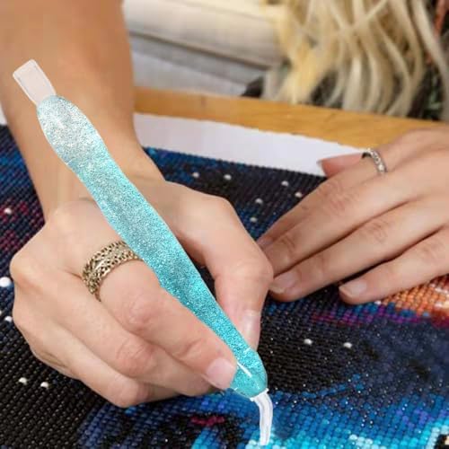 Praise V Do Diamond Art Painting Drill Bead Pen Accessories Tool Kit for Adult, 5D Diamond Painting Drill Pen Stylus Tips Placers Heads and Clay Shine Blue