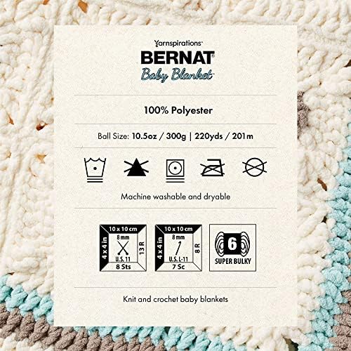 Bernat BABY BLANKET BB Jelly Beans Yarn - 1 Pack of 10.5oz/300g - Polyester - #6 Super Bulky - 220 Yards - Knitting/Crochet