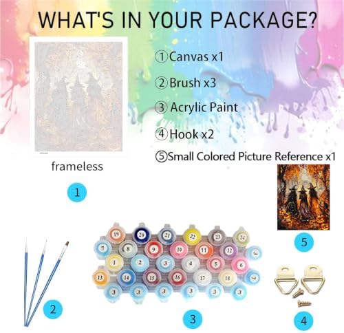 bleihum Halloween Paint by Numbers Kit for Adults Witch 16x20inch