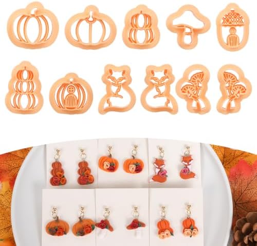 Puocaon Fall Pumpkin Polymer Clay Cutters for Jewelry Fox Earrings Making