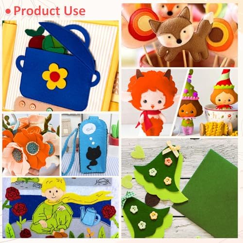 XSEINO 12 Rolls 8"x35" 1.4mm Thick Soft Felt Fabric Sheet 12 Assorted Vintage Series Colors Felt Pack for DIY Craft Sewing Squares Nonwoven Patchwork