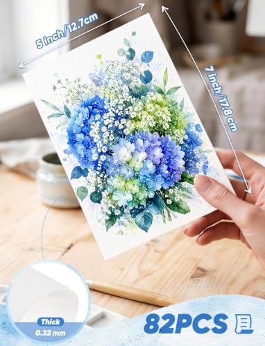 82 Sheets Watercolor Paper Bulk 5"x7", 110lb/230gsm Cold Press Thick, White