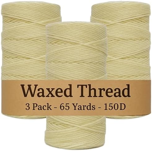 Waxed Thread 3X Wax Thread, 65 Yardx0.8mm Wax String, 150D Waxed Leather String in Cream Perfect Dream Catcher Supplies