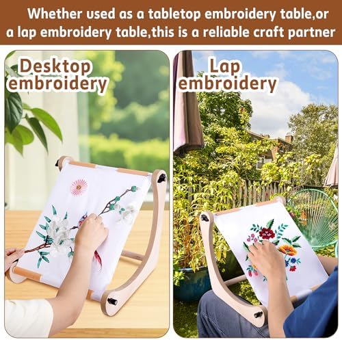 Adjustable Embroidery Table Stand, Wooden Cross Stitch Hoop Holder