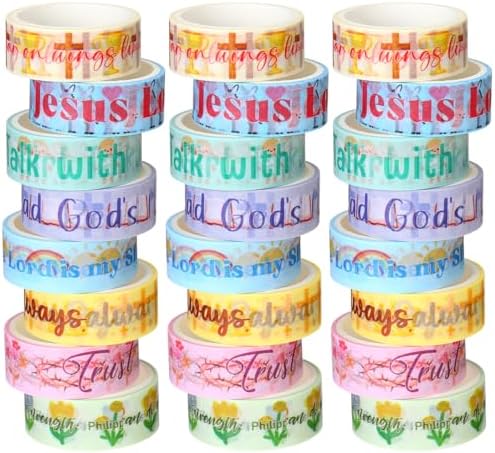 24 Rolls Christian Washi Tape Gifts, Kawaii Cute Religious