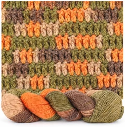 Katech Wool Yarn for Crocheting & Knitting, Hand Dyed Yarns-Brown Orange
