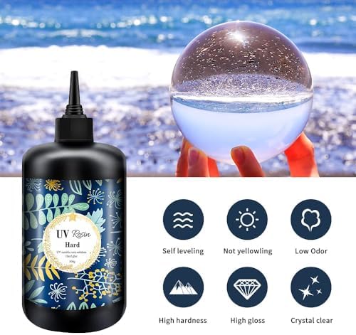 Crystal Clear Hard UV Resin Upgraded Formula Ultraviolet Fast Curing for Jewelry Making Craft Decoration, Hard Transparent Glue Solar Cure Sunlight Activated Resin (1000g)