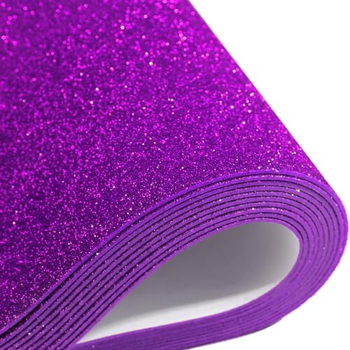 10 Sheets Glitter Paper Sheet for Easter Flag Father's Day Juneteenth Decor Table Decorations, A4 Cardstock Self-adhesive Paper for Construction Scrapbook DIY (Purple)