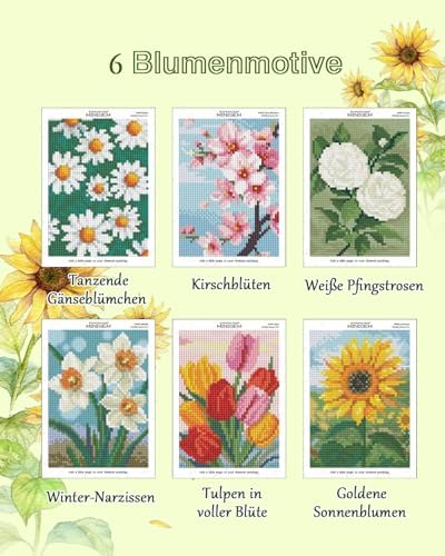 forever young Flowers Small Diamond Art Kits, 5x7 Inch Canvas