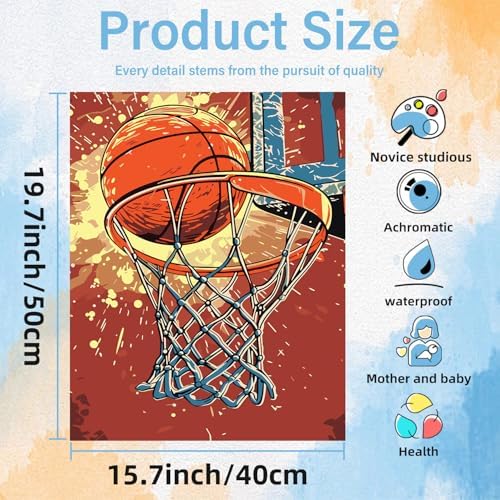 Aestalrcus Basketball Paint by Numbers Kit for Adults Beginner, 16x20inch