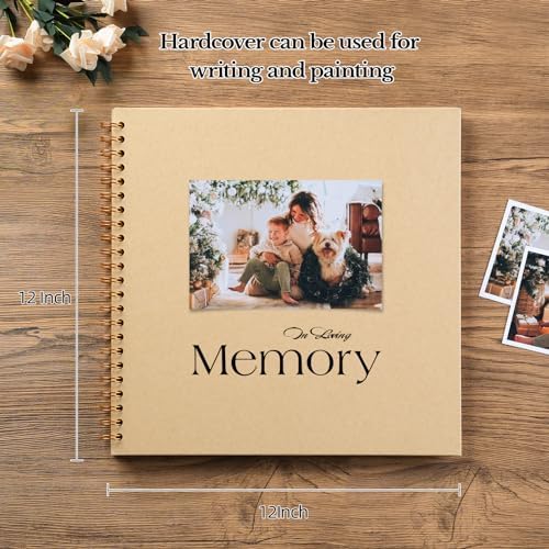 potricher 12 x 12 Inch Large DIY Scrapbook Photo Album 40 Pages, Yellow | Thick Kraft Paper Scrap Book Photo Albums, Memory Book for Wedding, Anniversary, Baby, Family, Travel, DIY Projects