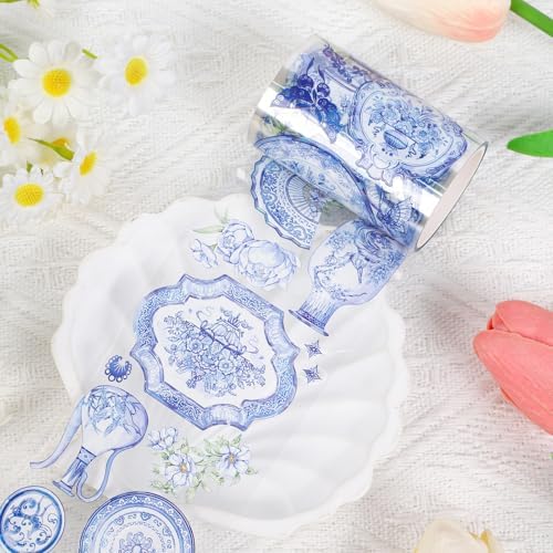 Sitsink PET Tape for Journal Scrapbooking - Elegant Chinoiserie PET Tape Stickers for Crafts Junk Journal Supplies Notebook Scrapbook DIY Decor