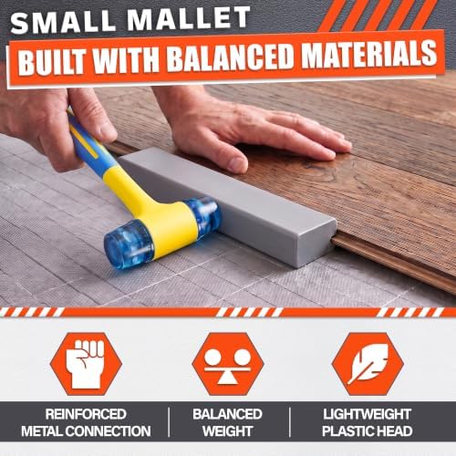 Small Plastic Mallet Hammer 4.9 Oz, Dual 1",25mm Heads, 9.6 Inch Long