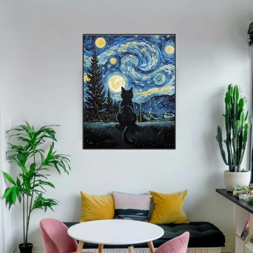 ldazao Cat Framed Paint by Numbers Kit for Adults, Cats Adult Paint by Number Artist Kits for Beginner DIY Easy Cat Oil Art Painting Kits Home Room Wall Decor Gift 9.5x12 Inch
