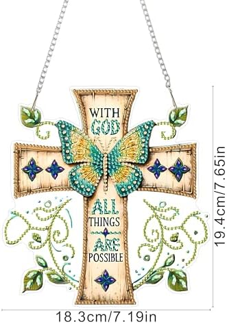 RYMILIE Hanging Diamond Art Kits for Adults Butterfly Cross 8x8inch