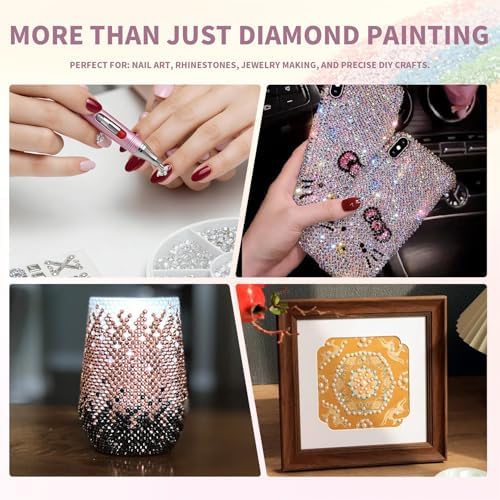 Diamond Art Painting Pen, Automatic Refillable Wax Rhinestone Picker with Metal Scraper Head, Dual-Ended DIY Embroidery Accessories for Diamond Art, Nail Art & Crafts