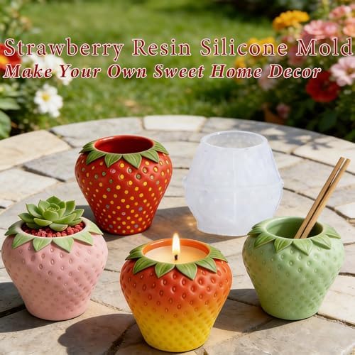 Strawberry Epoxy Resin Molds, Fruit Candle Holders Silicone Molds