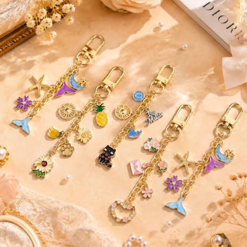 Wurosi 30 Pcs Metal Keychain Making Kit, Bag Charm Chains,Gold
