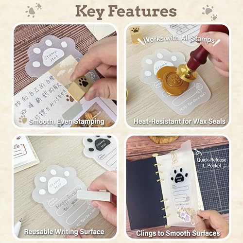 iMAT Cat Paw Stamp Mat for Wax Seals Non-Slip Silicone Mat Black
