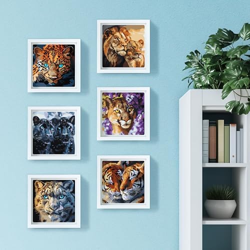 LuwoArte 6 Pack Paint by Numbers Kit for Adults – Flower Symphony – Floral Paint by Numbers for Adults Beginners – DIY Adult Paint by Number Kit – Relaxing Painting Set – 6.3 x 7.87 inch (Wild Cats)