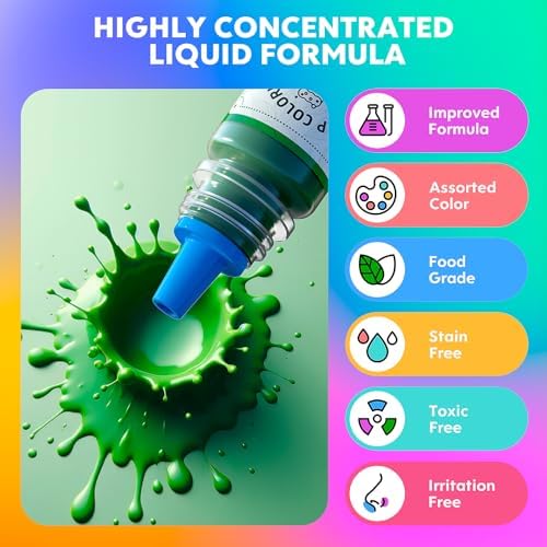 Wayin 16 Colors Bath Bomb Soap Dye - Liquid Based Colorant, Food Grade, Skin Safe, Vibrant Neon for DIY Soap Making, Bath Bomb Supplies Kits, Bath Salt Crafting, Slime Dye