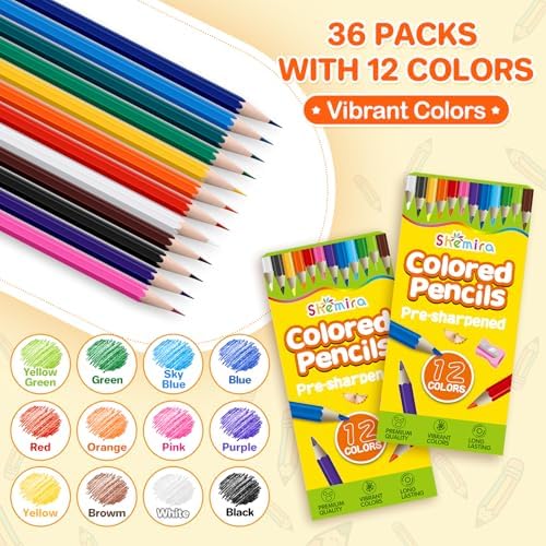 Colored Pencils Bulk, 432 Count, 36 Pack Color Pencils for Kids Classroom