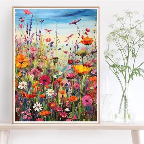 HITIRECOVI Wild Flowers Paint by Numbers Kits for Adults,Flower Paint by Numbers Kits,Adult Paint by Number Kits on Canvas Flowers,Home Wall Decor(16x20in)