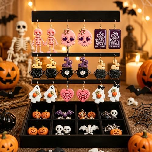 11 Pcs Spooky Halloween Polymer Clay Cutters Set - Skeleton, Skull & Tarot Themed Clay Cutters for Polymer Clay Jewelry Making, Fit Halloween Party Gift