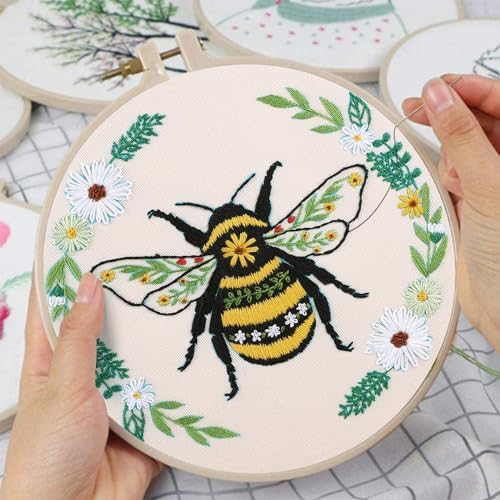Louise Maelys Bee Embroidery Kit for Beginners Cross Stitch Kit for Adults