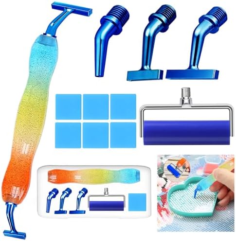 Huanlys Diamond Art Pens Tools Diamond Painting Accessories Kits with 135° Ergonomic Screw Elbow Steel Metal Tip Nibs Placers Roller Tool Accessories (Starry Blue)