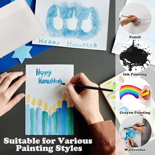 70 Sets Blank Watercolor Cards with Envelopes, 140lb/300GSM Cotton Watercolor Paper Cards, 4 x 6 in Foldable Watercolor Postcards with Envelopes for Greeting Cards Birthday Wedding Invitations