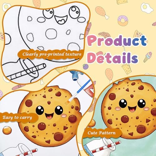 Anseal 12 Packs Pre Drawn Canvas to Paint, 4" X 4" Foods Pre-Printed Paint Party for Painting, Pre Stretched Canvas Outline Painting Boards for Paint Lovers, Party Favor