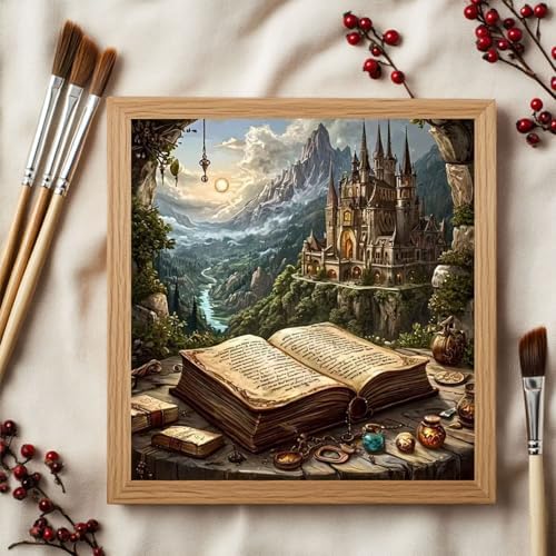 CRZMODE Book Paint by Numbers Kit for Adults, Book Paint by Numbers for Adults, Acrylic Painting Crafts for Home Decor Gift (16x16inch)