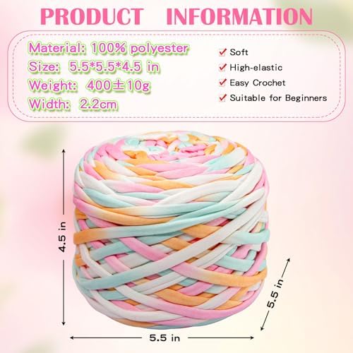 400g T-Shirt Yarn, 130 Yards Elastic Fabric Crochet DIY 14