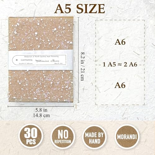 30 Pcs Handmade A5 Textured Scrapbook Paper and Mesh, Junk Journal Supplies