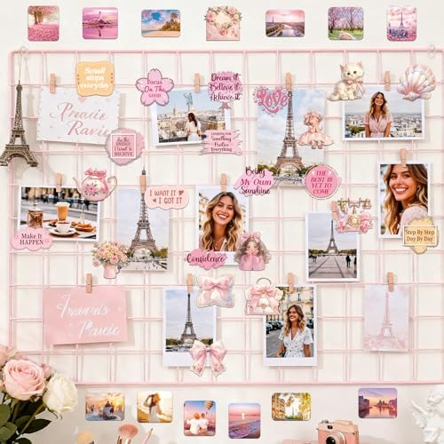 Pink Vision Board Stickers - 50 Pcs Cute Aesthetic Travel Kit