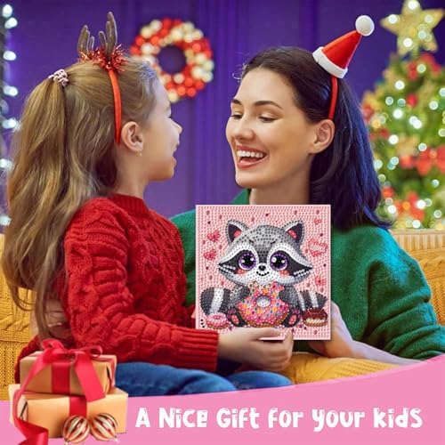 GQYCZZ 6 Pack 5D Diamond Painting Kits for Kids Beginners, Full Drill Cute Animals Diamond Art Kits, DIY Big Gem Art for Children Ages 6-7-8-9-12, Home Wall Decor 6x6 Inch