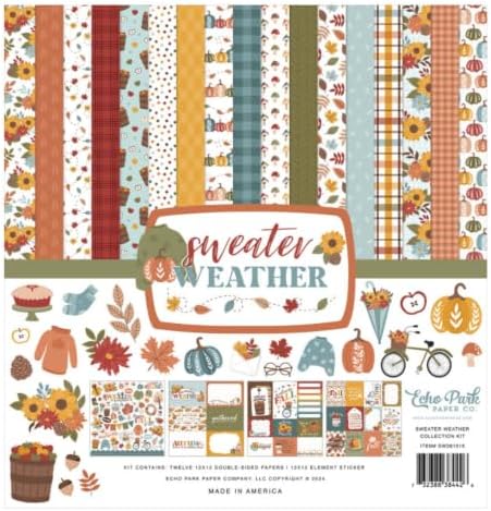 Echo Park Fall Collection Kit, Scrapbook Paper & Sticker Set