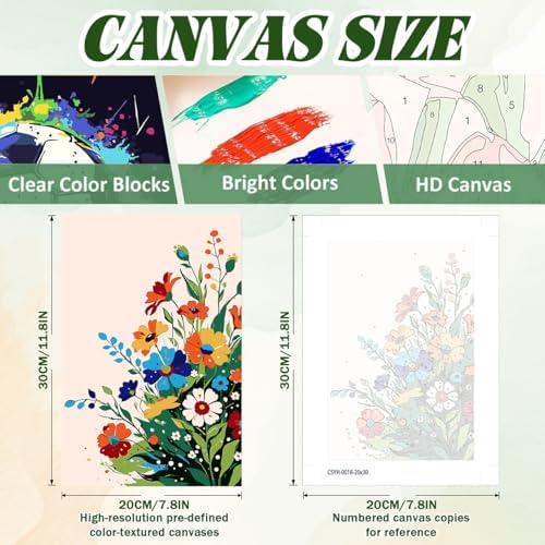 ICYANART 4 Paint by Numbers Kit for Adults Flowers, with Frame and Easel