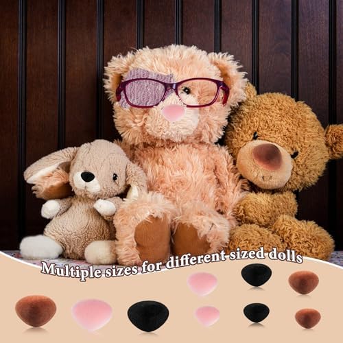 90 Pcs Safety Noses for Amigurumi Plastic Safety Noses for Crochet Flocking Toy Noses Pink Brown Noses with Washers for Craft Doll Puppet Plush Toy Bear Accessories(3 Color)