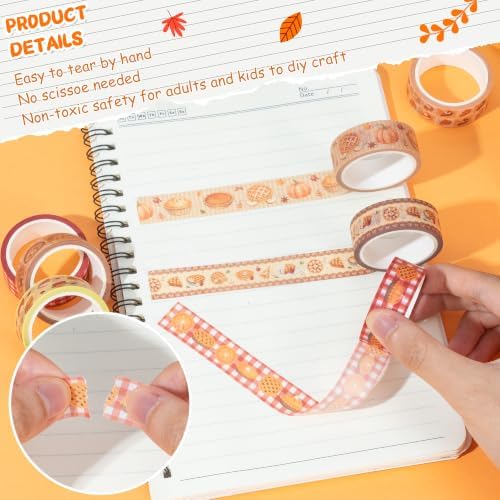 12 Rolls Autumn Bakery Designs Washi Tape for Baking Recipe Books