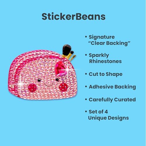 StickerBeans® Rhinestone Stickers - Glam Squad 2 Sticker Pack, 2” x 2” Unique Sparkly Cut-to-Shape for Collecting, Trading, Decorating Laptops, Phone Cases, Scrapbooks