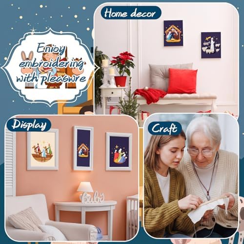 Riceshoot 8 Set Nativity Scene Christmas Embroidery Kits, Cross Stitch Kits