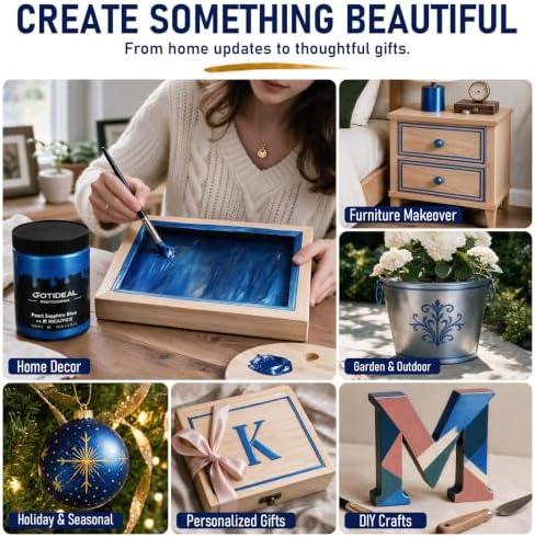 GOTIDEAL Metallic Blue Acrylic Paint, Sapphire Blue Paint (500ml/16.9oz)