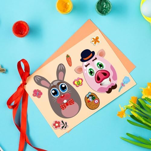 SmilinFit Easter Stickers for Kids Toddlers, Easter Basket Stuffers, Make A Face Stickers Crafts with Eggs Themed, Kids Party Favor Supplies Decorations Activities Gifts for Girls Boys