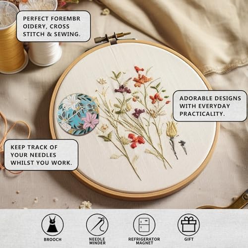 Magnetic Needle Minder Magnet Embroidery Accessories and Supplies Embroidery Needle Holder Cross Stitch Holder Needlework Supplies (Lily)