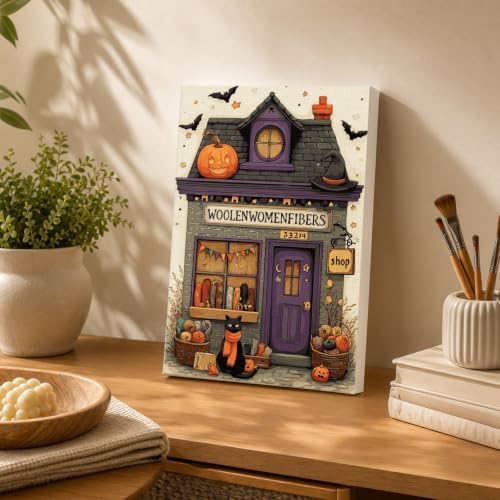 Spandrel Ghost Paint by Number Kits Floral for Adults, Halloween Paint by Number Kits on Canvas Daisy Flower, DIY Acrylic Oil Painting by Numbers Gitfs for Home Wall Decor, 8x12in