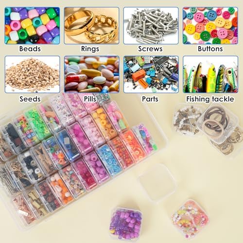 Bead Organizer Box 36 Pcs Small Clear Plastic Containers for Craft Jewelry